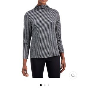 NWOT Alfani Womens Metallic Pullover/Blouse/top Size M Shiny Turtleneck Gunmetal